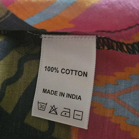 NWT Jude Connally Pru Long Sleeve Cotton Top: Decorative Frond Navy: Size- XXL - Picture 11 of 15